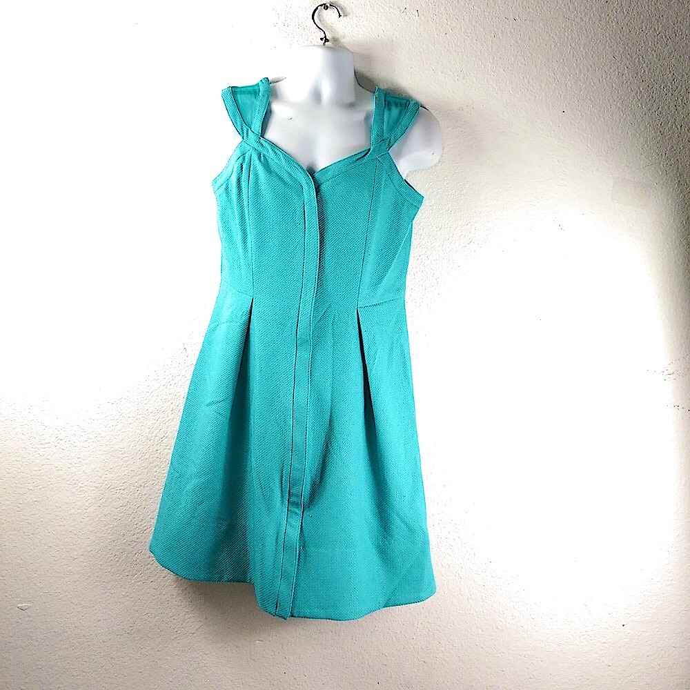 Cenia N.Y. Turquoise A-line Dress Size 12 sleeveless open neckline